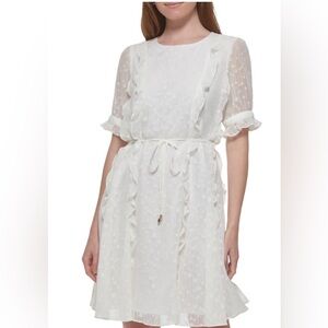 Tommy Hilfiger White Ruffle Midi Dress